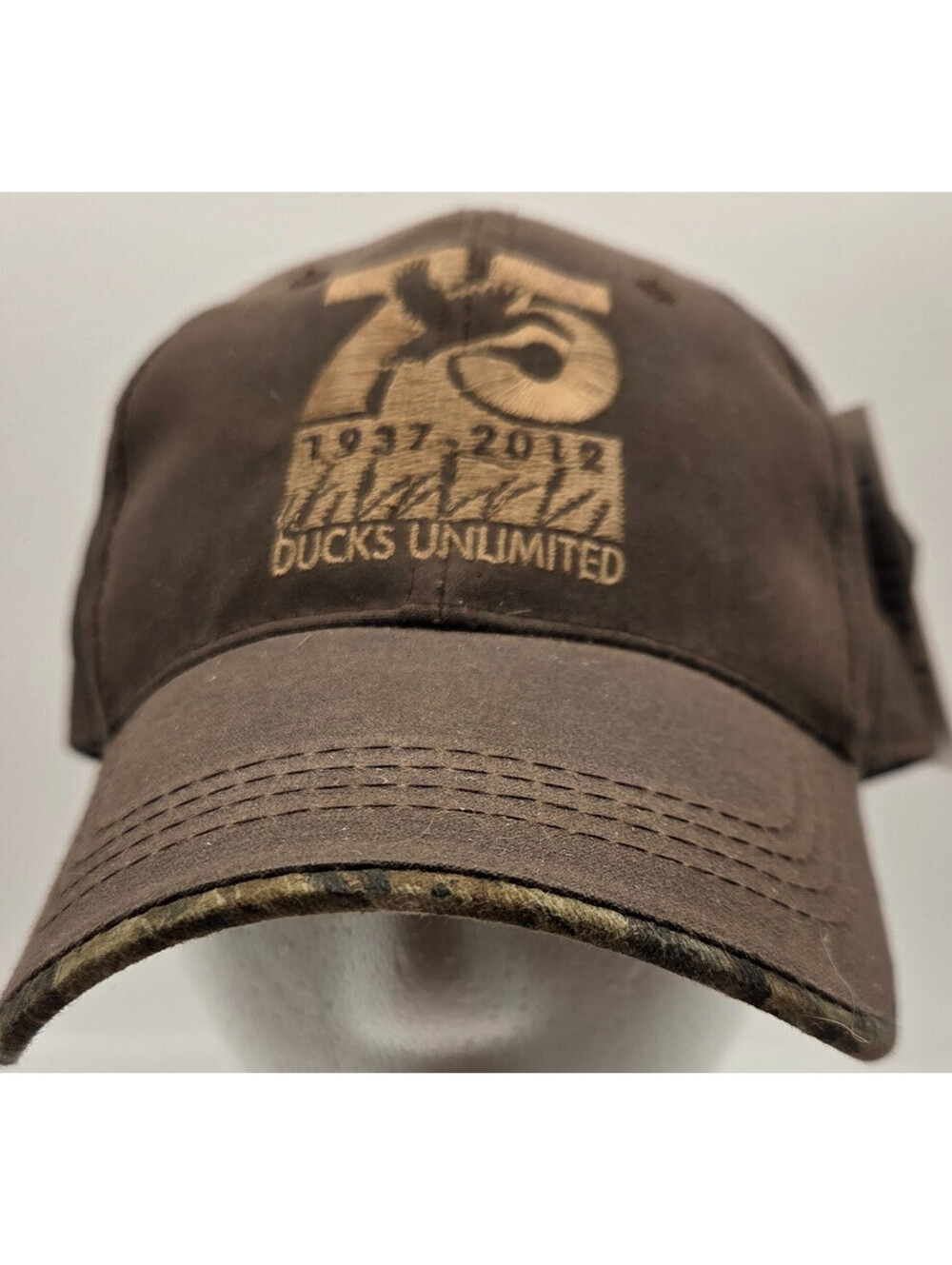 Ducks Unlimited 75th Anniversary Hat Mossy Oak Camo Bill Adjustable Cap NWT